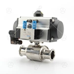 Sanitary Stainless Steel Pneumatic Three Way Ball Valve With Solenoid Valve