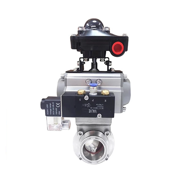 Sanitary Pneumatic Butterfly Valve With Solenoid Valve and Position Sensor