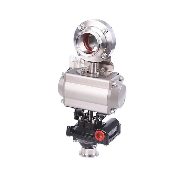 Sanitary Pneumatic Butterfly Valve With Solenoid Valve and Position Sensor