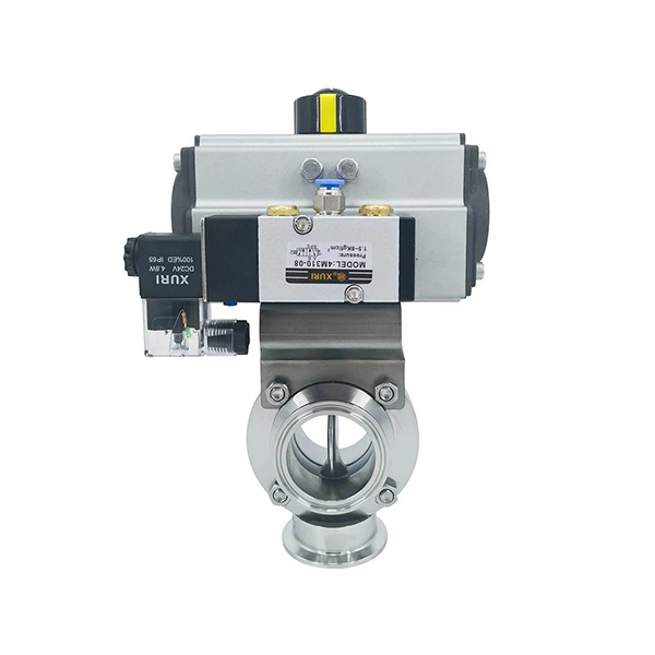 Sanitary Pneumatic Butterfly Valve With Solenoid Valve and Position Sensor