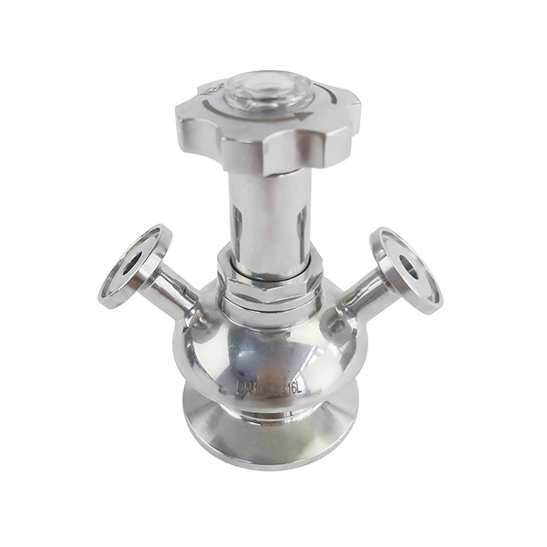 Sanitary Stainless Steel Clamp Aseptic Sampling Valve With Stainless Steel Handle Wheel