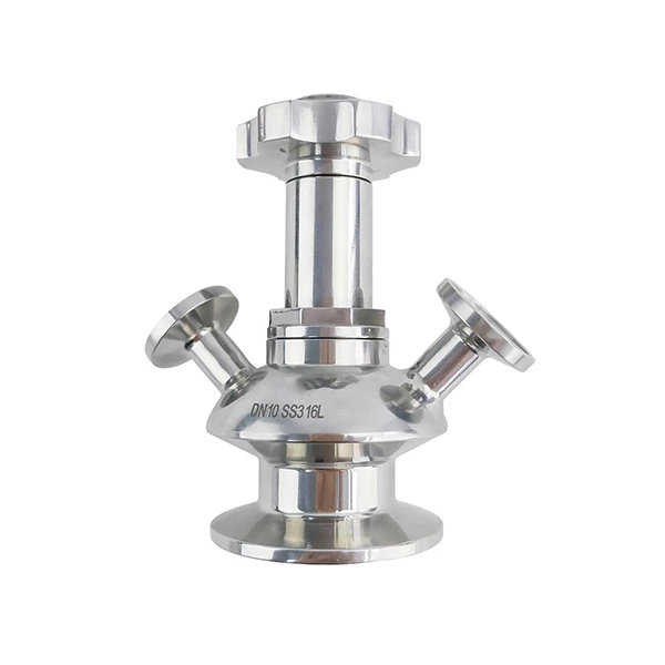 Sanitary Stainless Steel Clamp Aseptic Sampling Valve With Stainless Steel Handle Wheel