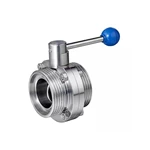 Sanitary Stainless Steel Hygienic Male-Male Butterfly Valve with Round Pull Handle