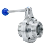 Sanitary Hygienic Male Threaded Butterfly Type Ball Valves