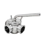 DN50 Sanitary Stainless Steel 3-Plug Valves with Clamping Ends