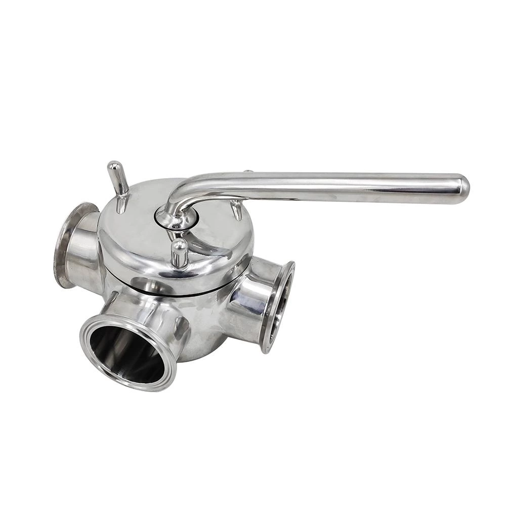 DN50 Sanitary Stainless Steel 3-Plug Valves with Clamping Ends