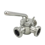 DN50 Sanitary Stainless Steel 3-Plug Valves with Clamping Ends