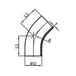 45°Welded Elbow with straight ends,2KS