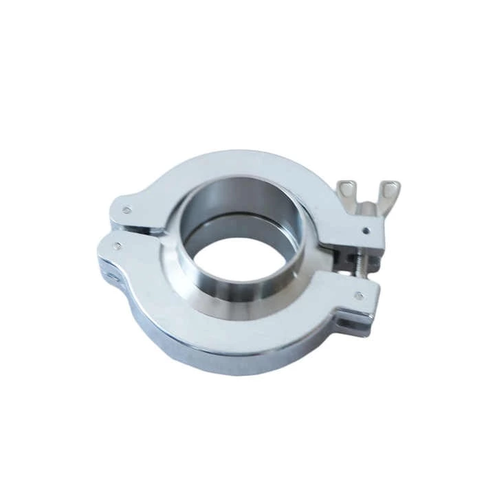 Vacuum components KF50 aluminum vacuum clamp with two Vacuum flanges and FKM seal center ring