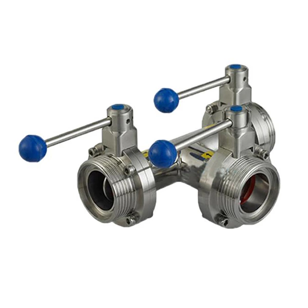 Stainless Steel AIS316L Sanitary Three Ways Butterfly Valves