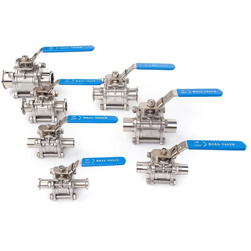 Stainless Steel Sanitary Hygienic Tri Clamp 3-piece Ball Valves