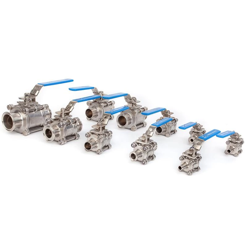 Stainless Steel Sanitary Hygienic Tri Clamp 3-piece Ball Valves