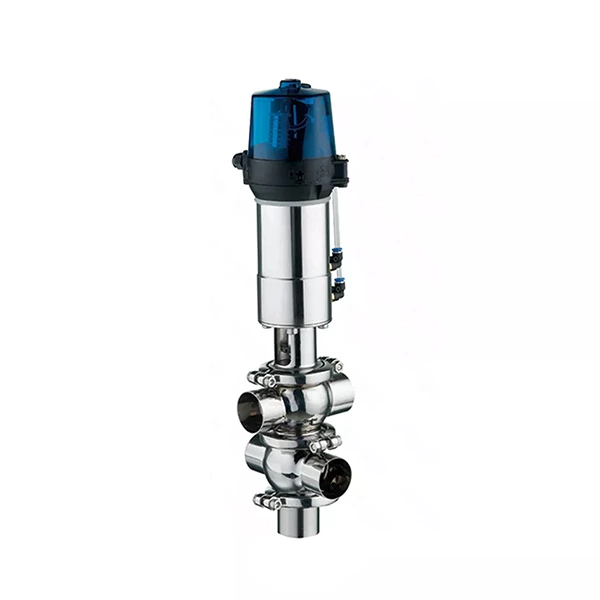 Stainless Steel Hygienic TT Double Seat Divert Valve With Control Head