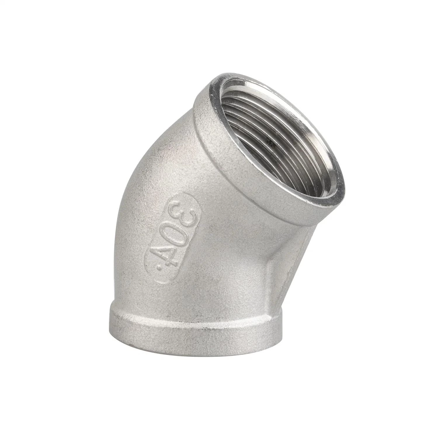 Stainless Steel Pipe Fittings 304 1/8"-4" NPT/BSPT 45 Degree Elbow