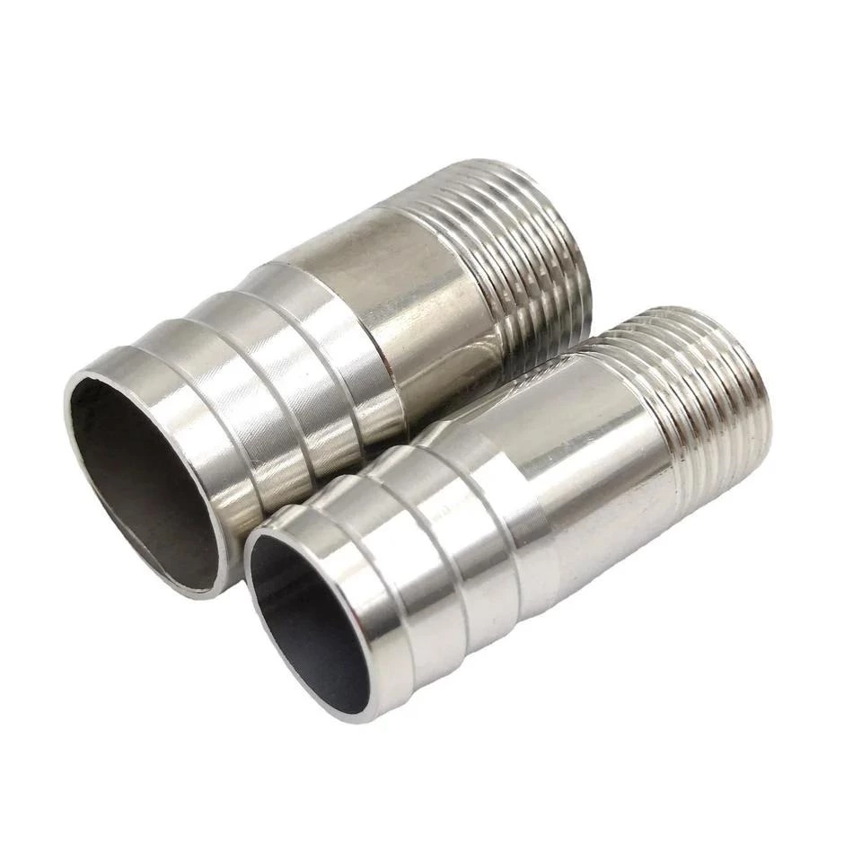 Stainless Steel Pipe Fitting Male X Hose Barb Hosetail Barrel Nipple