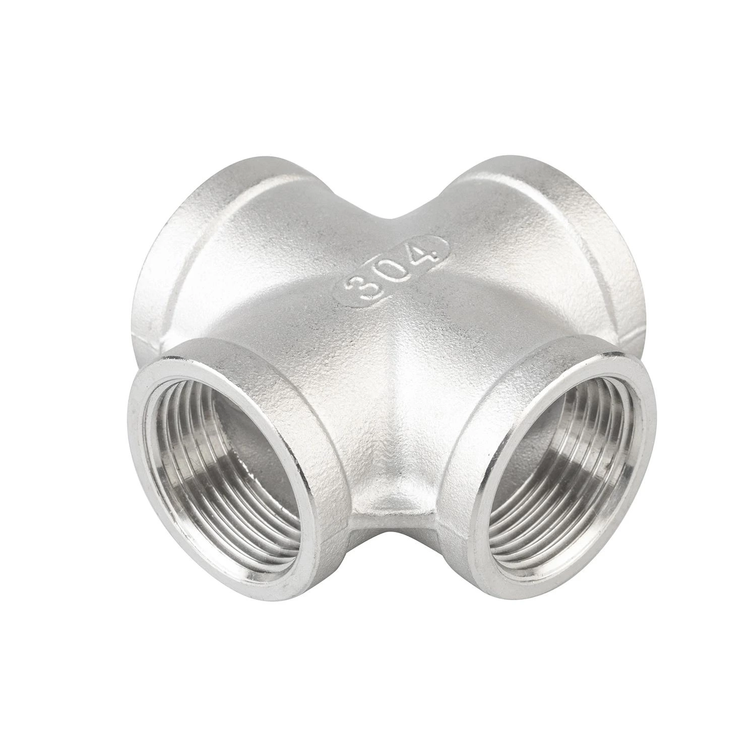 Stainless Steel Pipe Fitting SS304 Female Thread Cross Joints