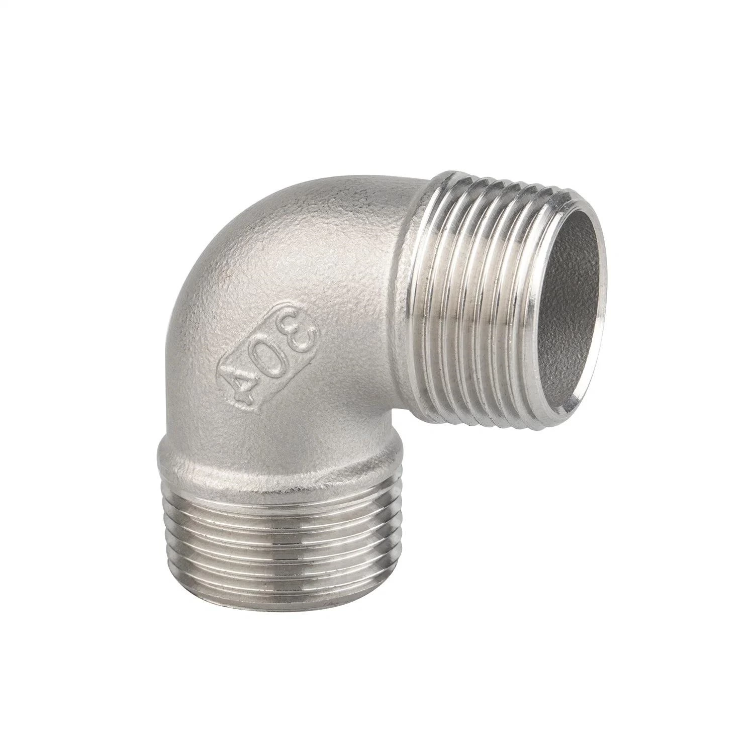 Stainless Steel Pipe Fitting Double Male Threaded 90 Elbow