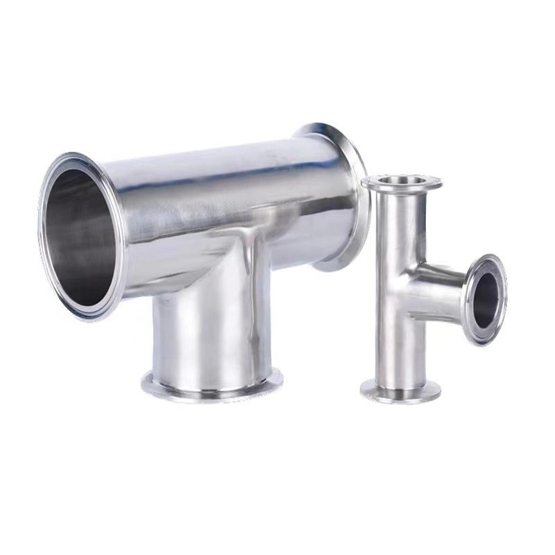 Hygienic Pipe Clamped Tee Fittings Made of SS 304 or 316L
