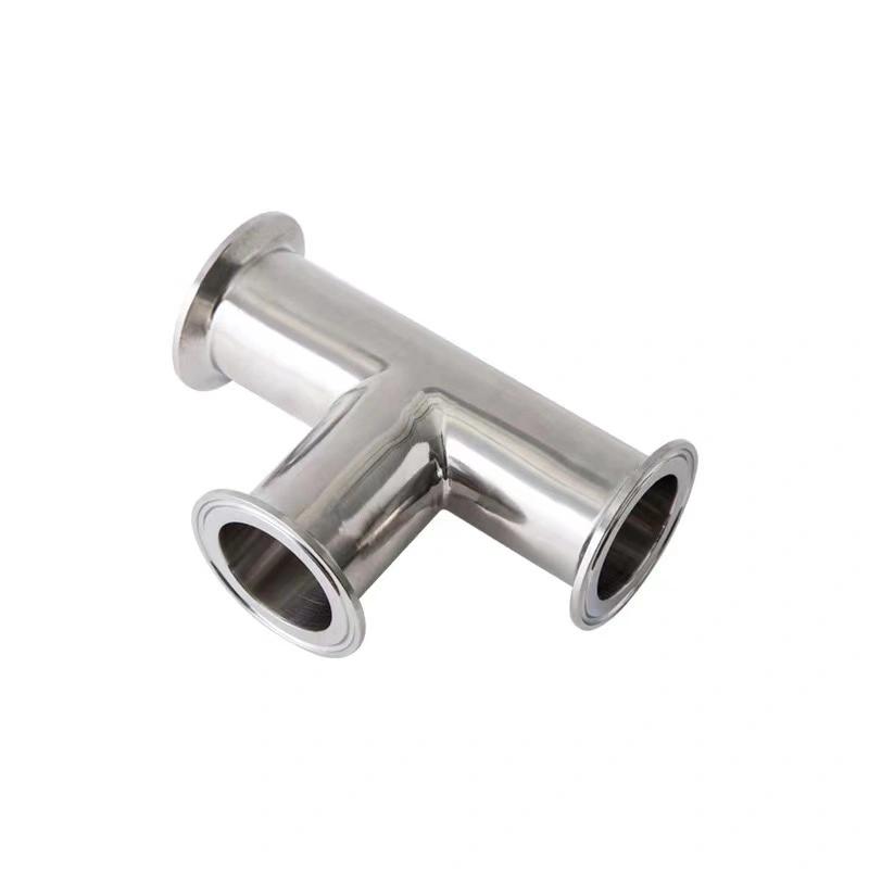 Hygienic Pipe Clamped Tee Fittings Made of SS 304 or 316L