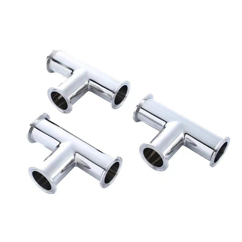 Hygienic Pipe Clamped Tee Fittings Made of SS 304 or 316L